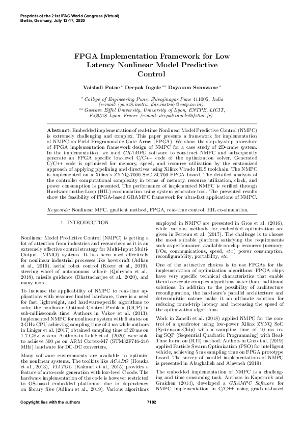 (PDF) FPGA Implementation Framework for Low Latency Nonlinear Model ...