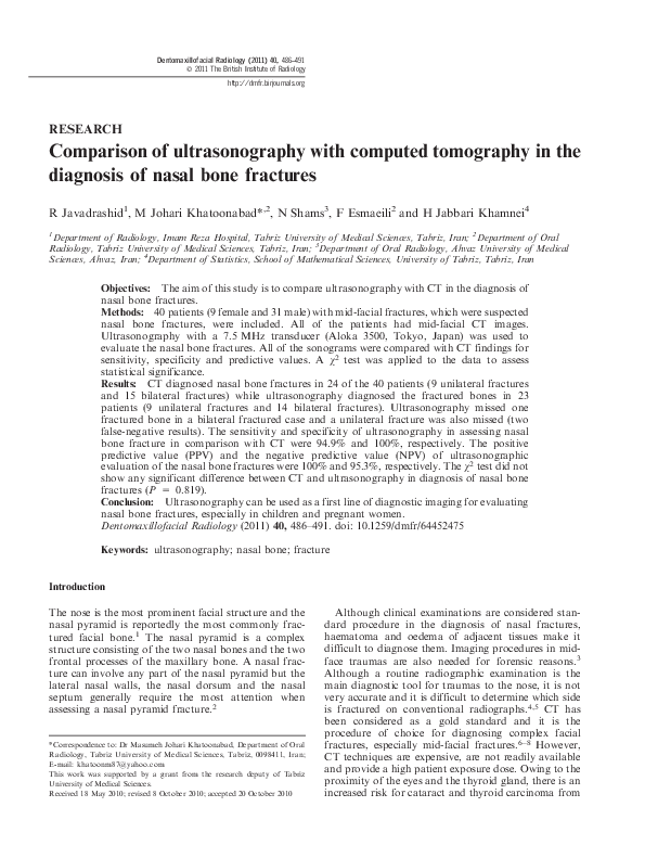 (PDF) Comparison of ultrasonography with computed tomography in the ...