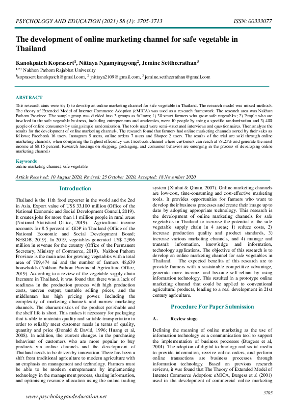 (PDF) The development of online marketing channel for safe vegetable in ...