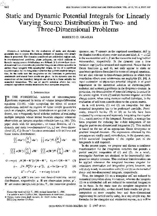 (PDF) Static and dynamic potential integrals for linearly varying ...