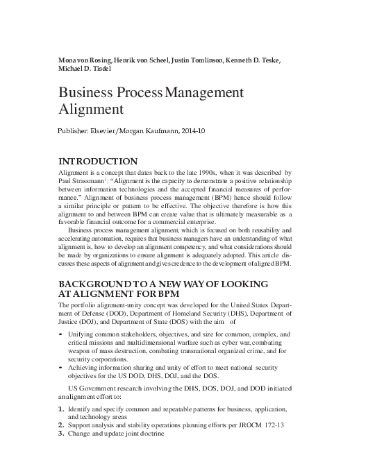 (PDF) Business Process Management Alignment