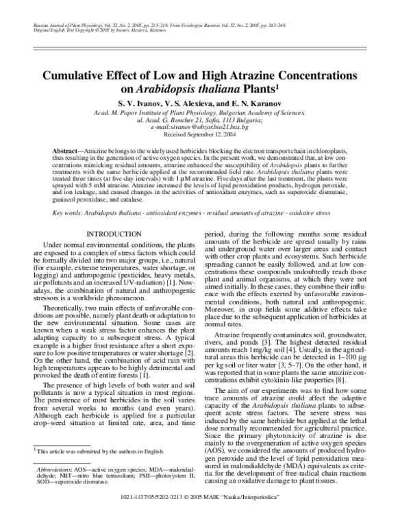 (PDF) Cumulative effect of low and high atrazine concentrations on ...