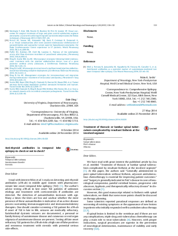 (PDF) Treatment of thoracic or lumbar spinal tuberculosis complicated ...