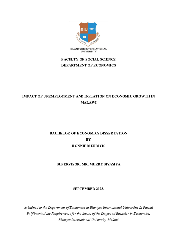 (PDF) IMPACT OF UNEMPLOYMENT AND INFLATION ON ECONOMIC GROWTH IN MALAWI