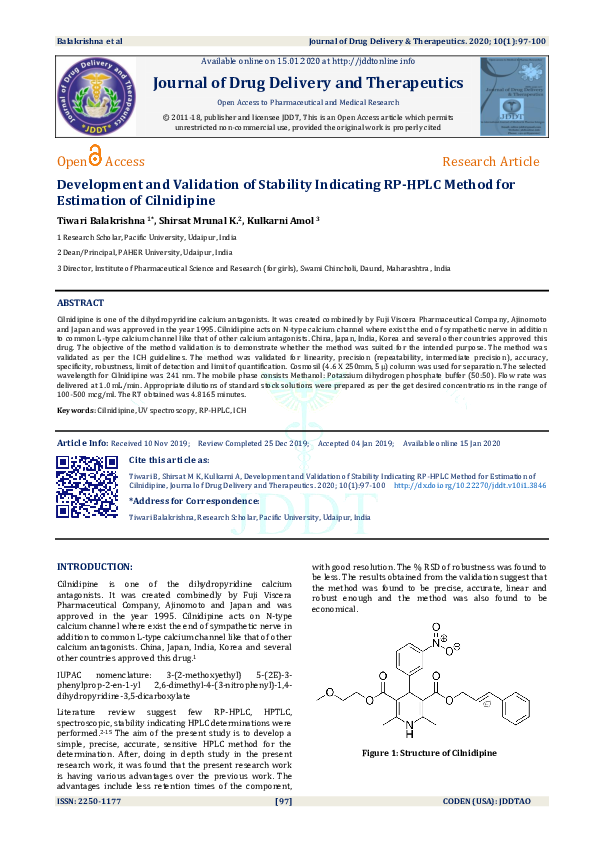 (PDF) Development and Validation of Stability Indicating RP-HPLC Method ...