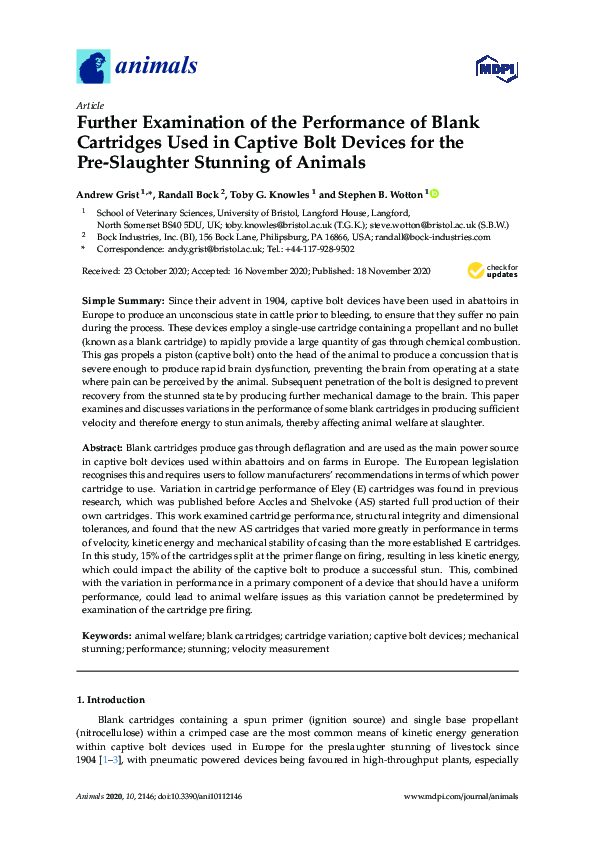 (PDF) Further Examination of the Performance of Blank Cartridges Used
