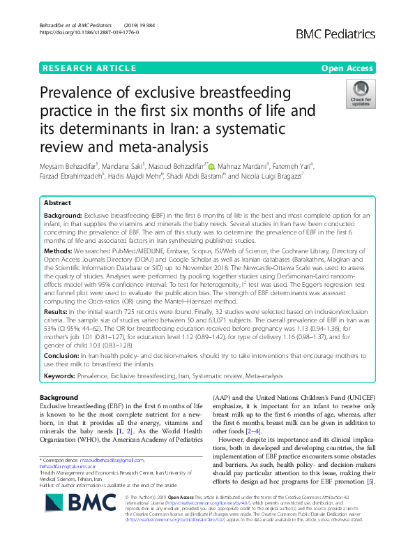 (PDF) Prevalence of exclusive breastfeeding practice in the first six ...