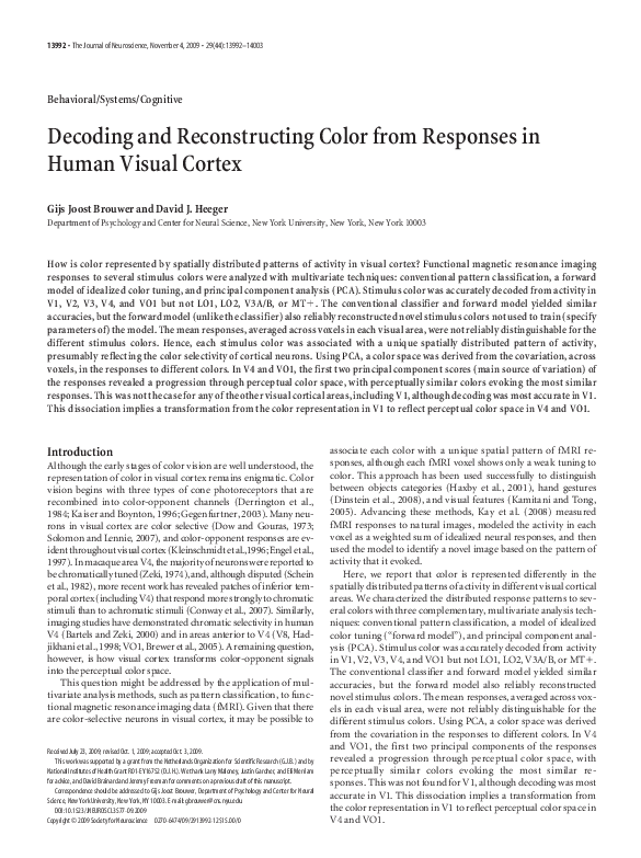 (PDF) Decoding and reconstructing color from responses in human visual ...