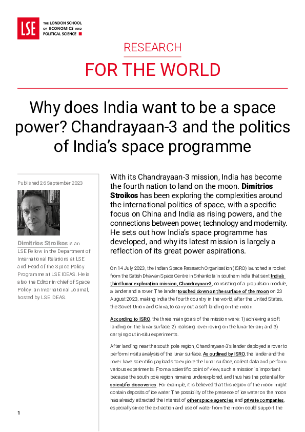 Pdf Why Does India Want To Be A Space Power Chandrayaan 3 And The