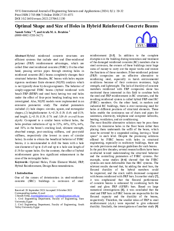 (PDF) Optimal Shape and Size of Holes in Hybrid Reinforced Concrete Beams