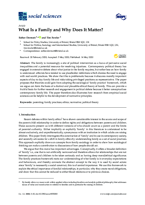 (PDF) What Is a Family and Why Does It Matter?