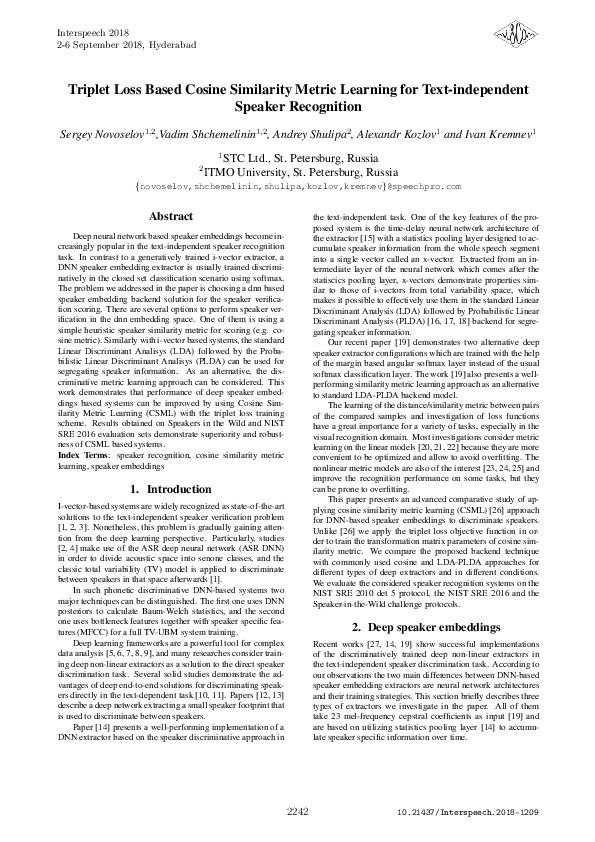 (PDF) Triplet Loss Based Cosine Similarity Metric Learning for Text ...