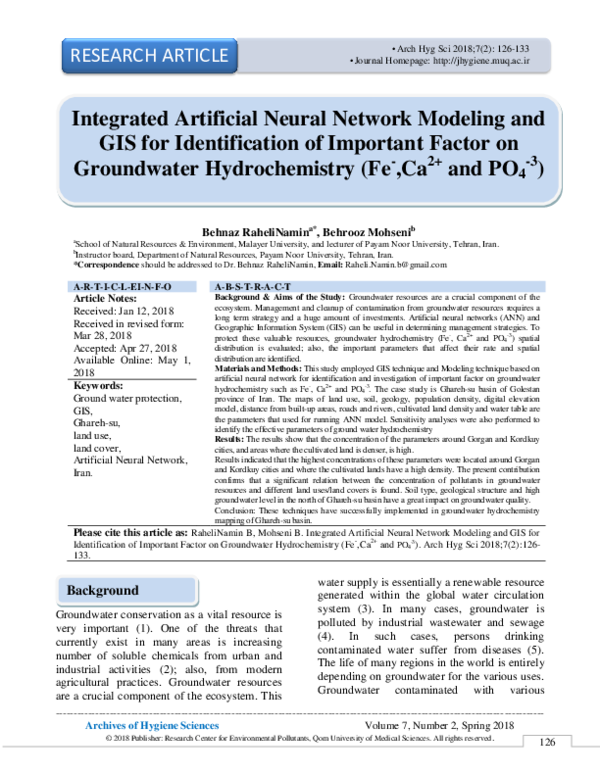 (PDF) Integrated Artificial Neural Network Modeling and GIS for ...