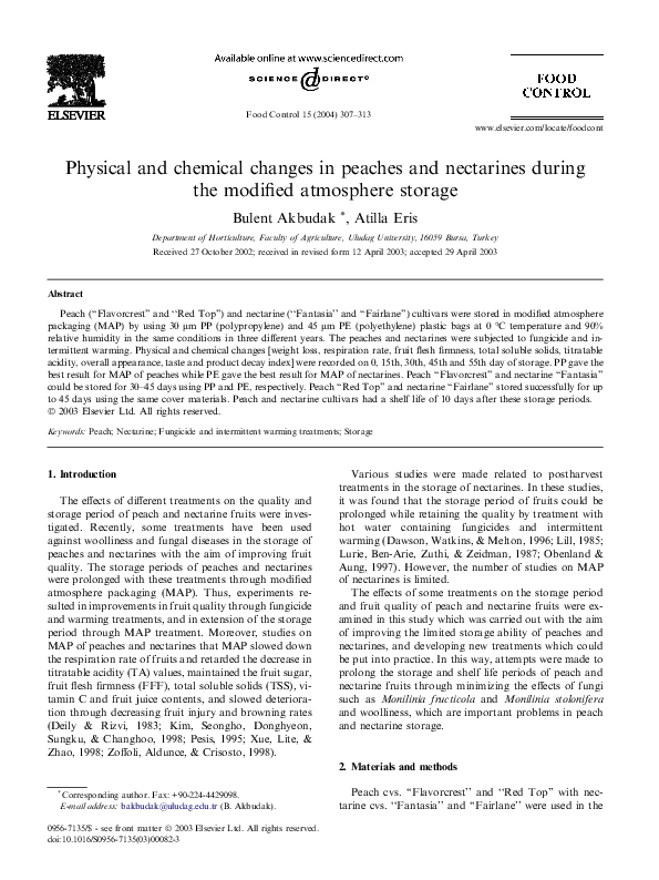 (PDF) Physical and chemical changes in peaches and nectarines during ...
