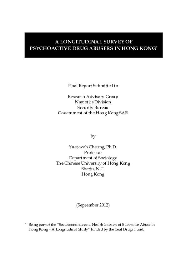 (PDF) A Longitudinal Survey of Psychoactive Drug Abusers in Hong Kong