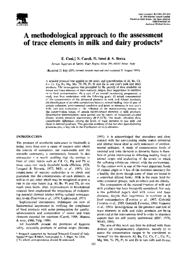 (PDF) A methodological approach to the assessment of trace elements in ...