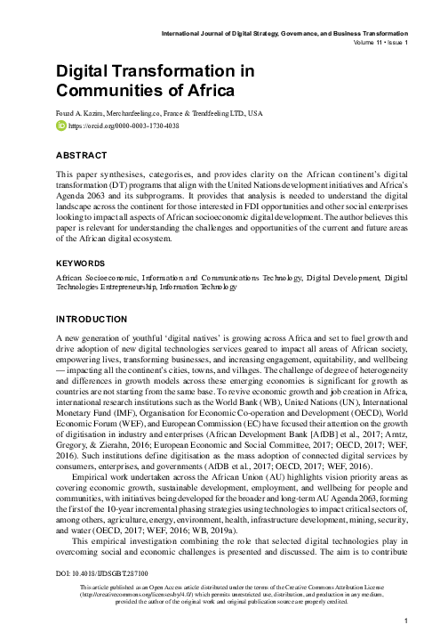 (PDF) Digital Transformation in Communities of Africa