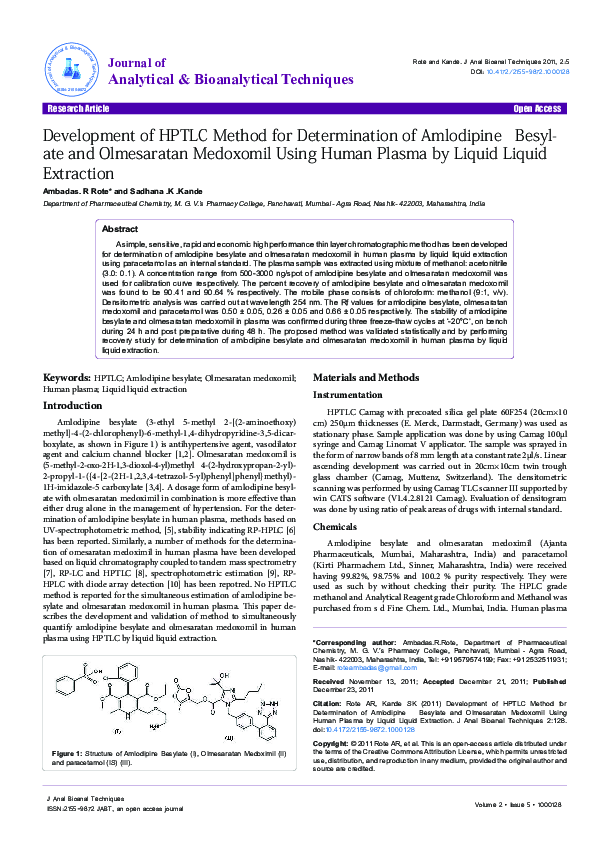 (PDF) Development of HPTLC Method for Determination of Amlodipine ...