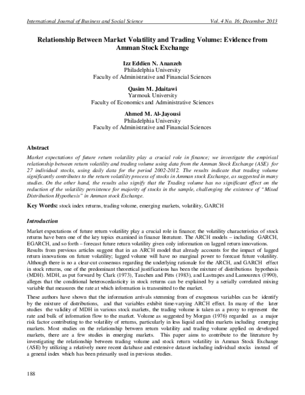 (PDF) Relationship Between Market Volatility and Trading Volume ...
