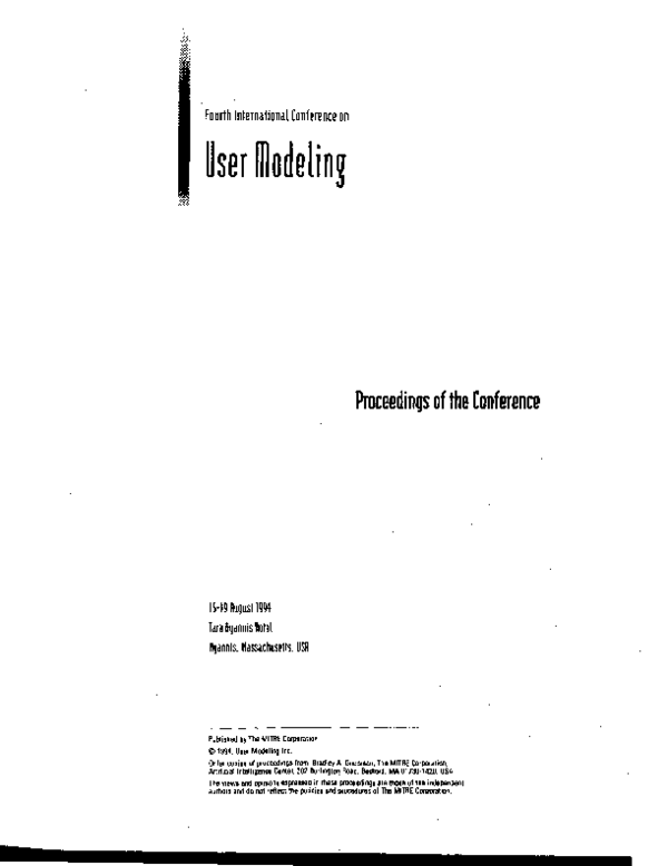 (PDF) The Fourth International Conference on User Modeling
