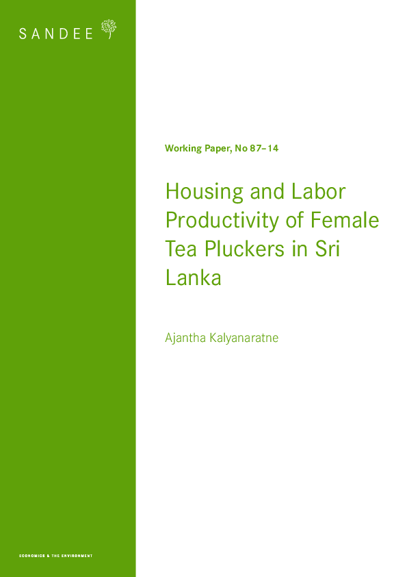 (PDF) Housing and Labor Productivity of Female Tea Pluckers in Sri Lanka
