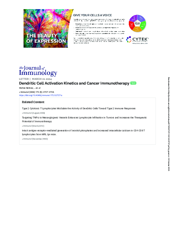 (PDF) Dendritic Cell Activation Kinetics and Cancer Immunotherapy