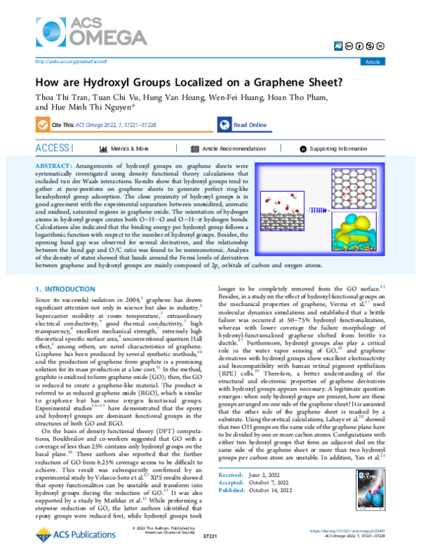 (PDF) How are Hydroxyl Groups Localized on a Graphene Sheet?