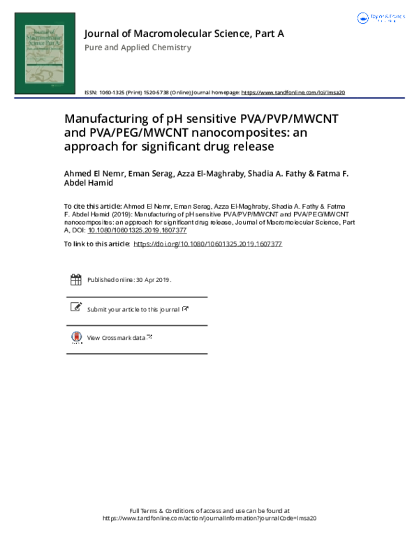 (PDF) Manufacturing of pH sensitive PVA/PVP/MWCNT and PVA/PEG/MWCNT ...