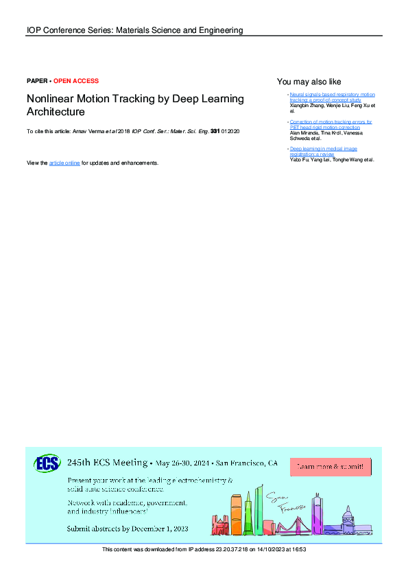(PDF) Nonlinear Motion Tracking by Deep Learning Architecture