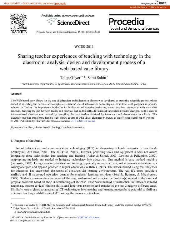 (PDF) Sharing teacher experiences of teaching with technology in the ...