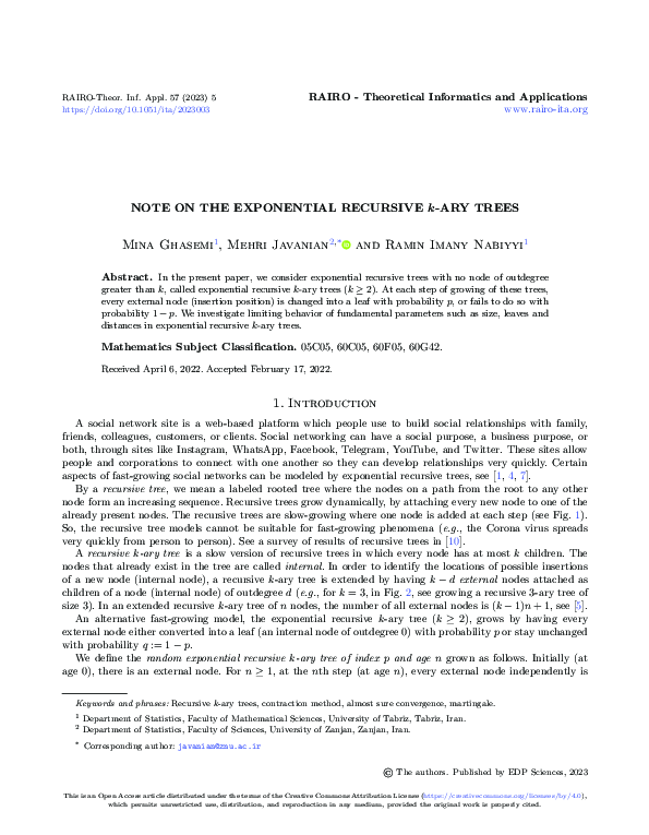 Pdf Note On The Exponential Recursive K Ary Trees