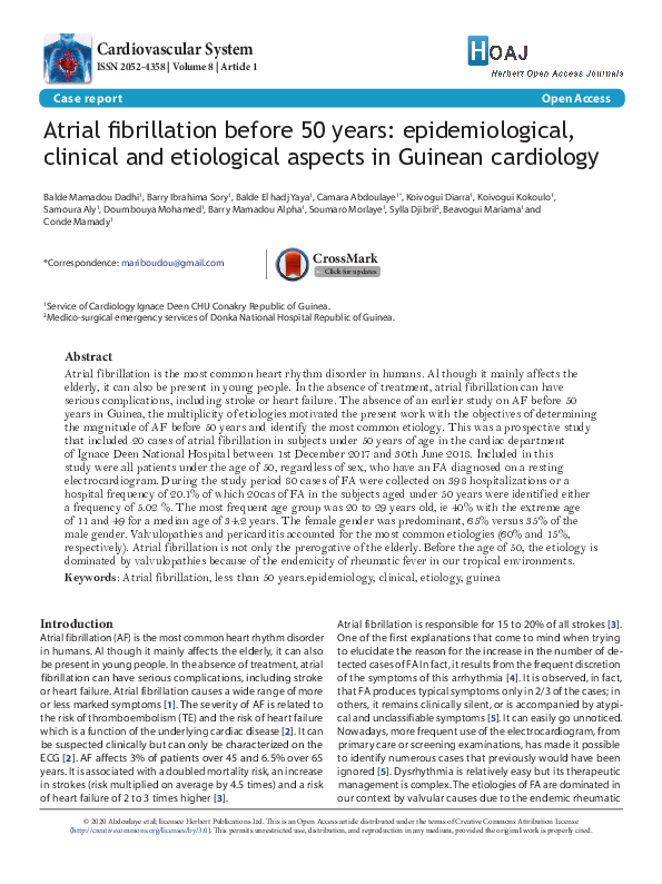 (PDF) Atrial fibrillation before 50 years: epidemiological, clinical ...