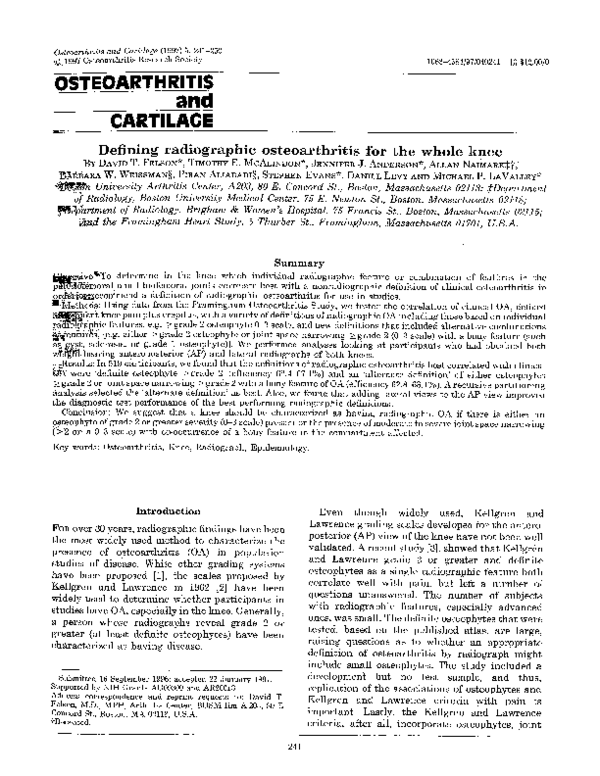 (PDF) Defining radiographic osteoarthritis for the whole knee | David ...