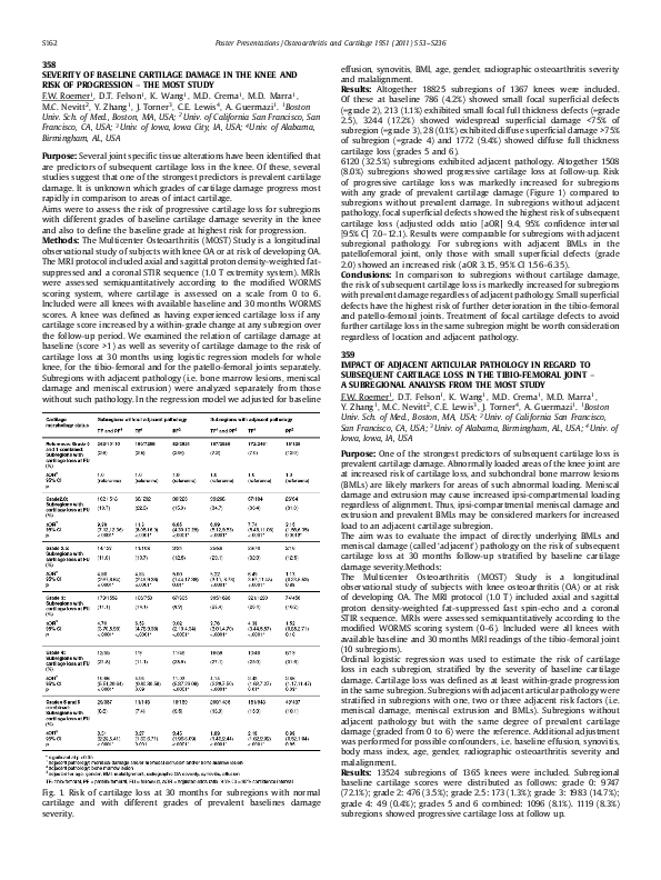 (PDF) 358 Severity of Baseline Cartilage Damage in the Knee and Risk of ...