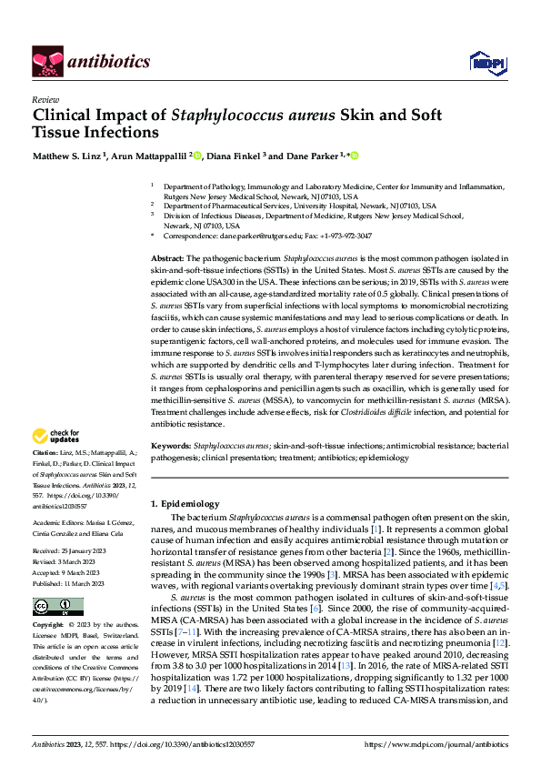 (PDF) Clinical Impact of Staphylococcus aureus Skin and Soft Tissue ...