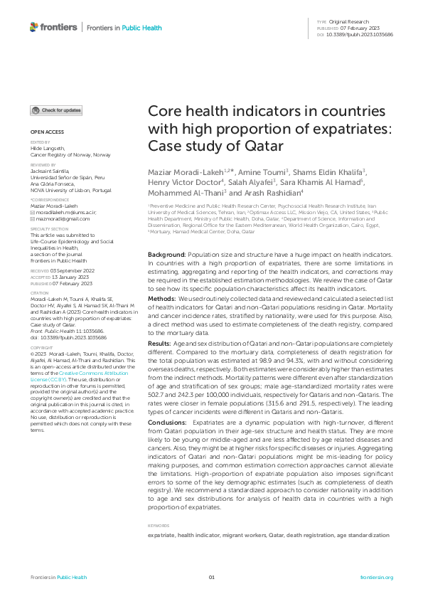 (PDF) Core health indicators in countries with high proportion of ...