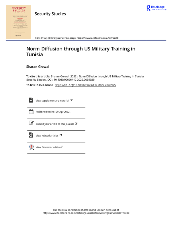 (PDF) Norm Diffusion through US Military Training in Tunisia