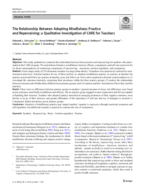 (PDF) The Relationship Between Adopting Mindfulness Practice and ...