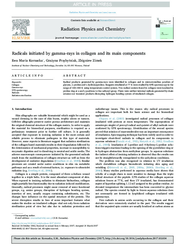 (PDF) Radicals initiated by gamma-rays in collagen and its main components