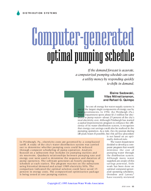 (PDF) Computer-generated optimal pumping schedule