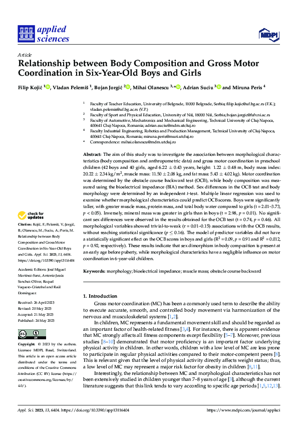 (PDF) Relationship between Body Composition and Gross Motor ...