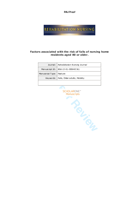 (PDF) Factors Associated with the Risk of Falls of Nursing Home ...
