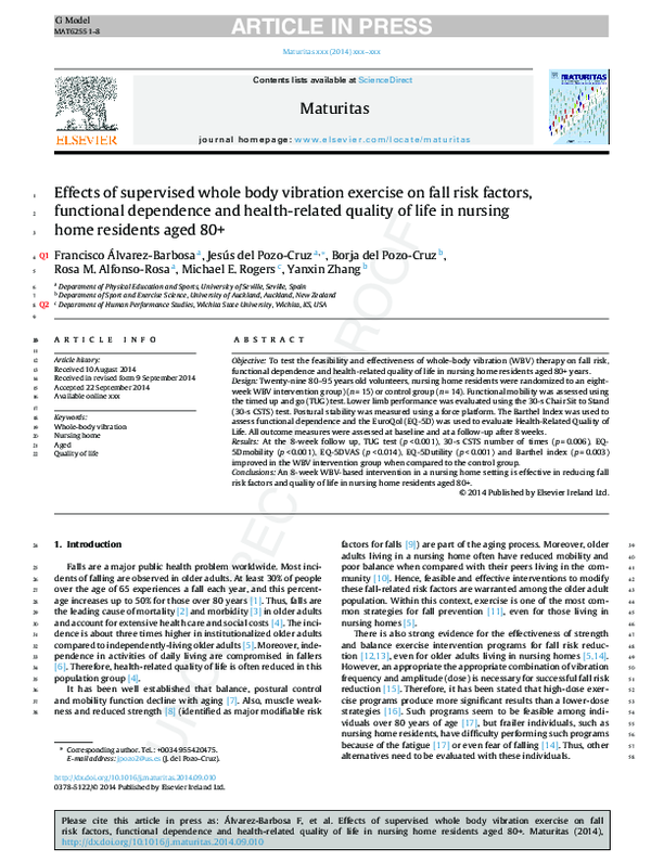 (PDF) Effects of supervised whole body vibration exercise on fall risk ...