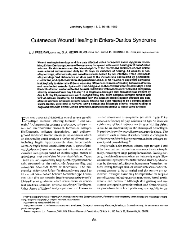 (PDF) Cutaneous Wound Healing in EhlersDanlos Syndrome