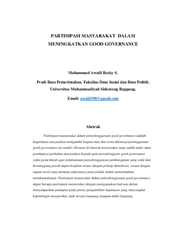 Partisipasi Masyarakat dalam Pengawasan Birokrasi