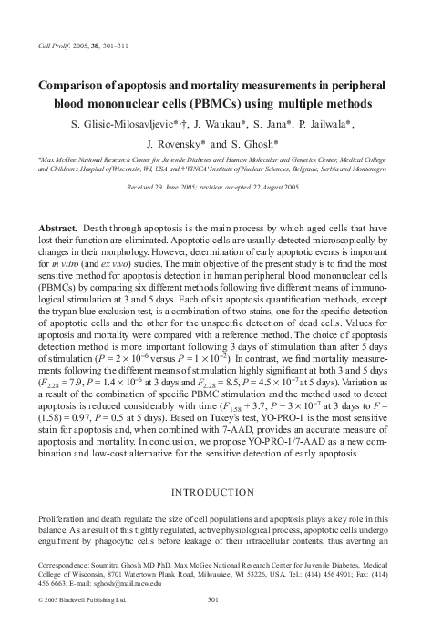 (PDF) Comparison of apoptosis and mortality measurements in peripheral ...
