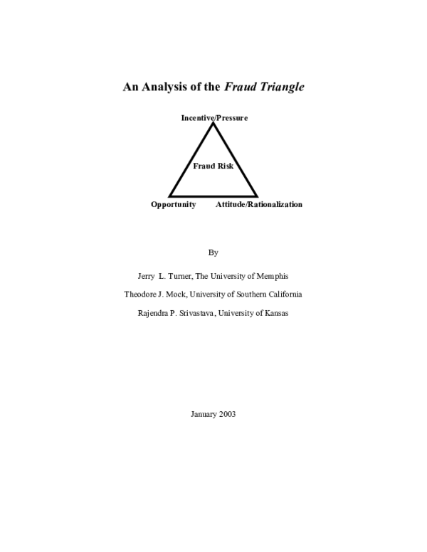 (PDF) An analysis of the fraud triangle