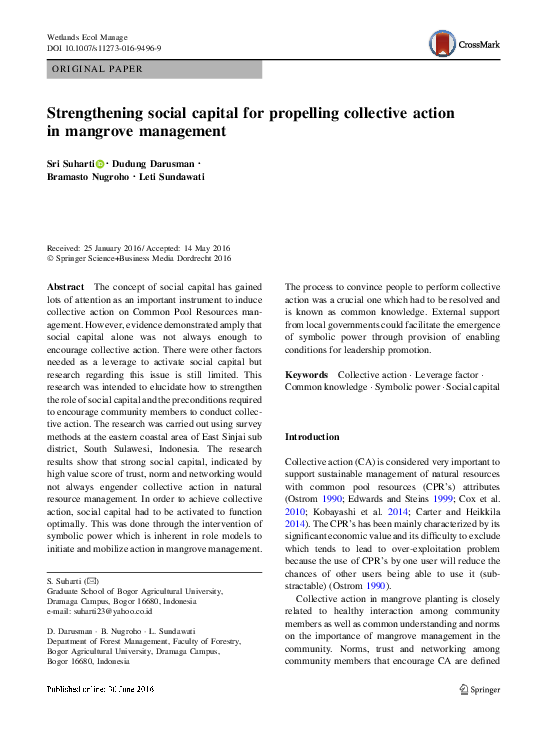 (PDF) Strengthening social capital for propelling collective action in ...