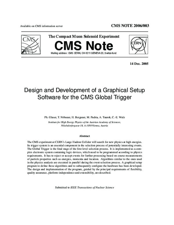 (PDF) Design and development of a graphical setup software for the CMS ...
