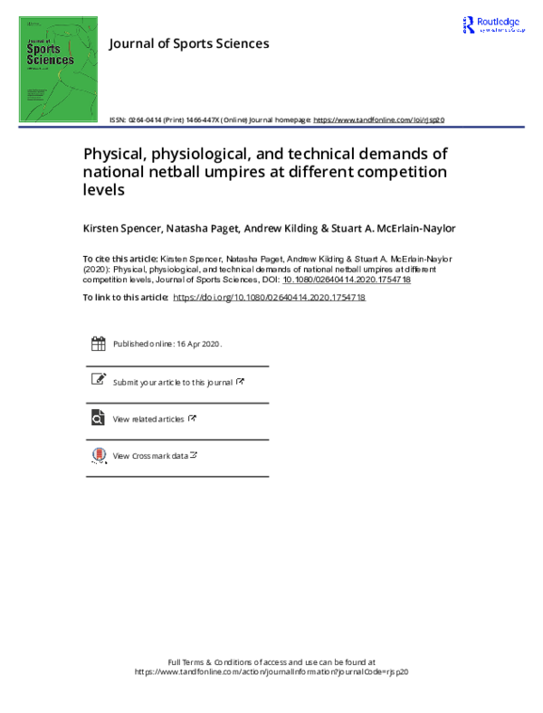 (PDF) Physical, physiological, and technical demands of national ...